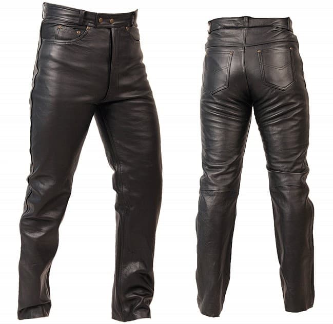 SPODNIE SKÓRZANE MOTOCYKLOWE KLASYCZNE PROSTE SSM004