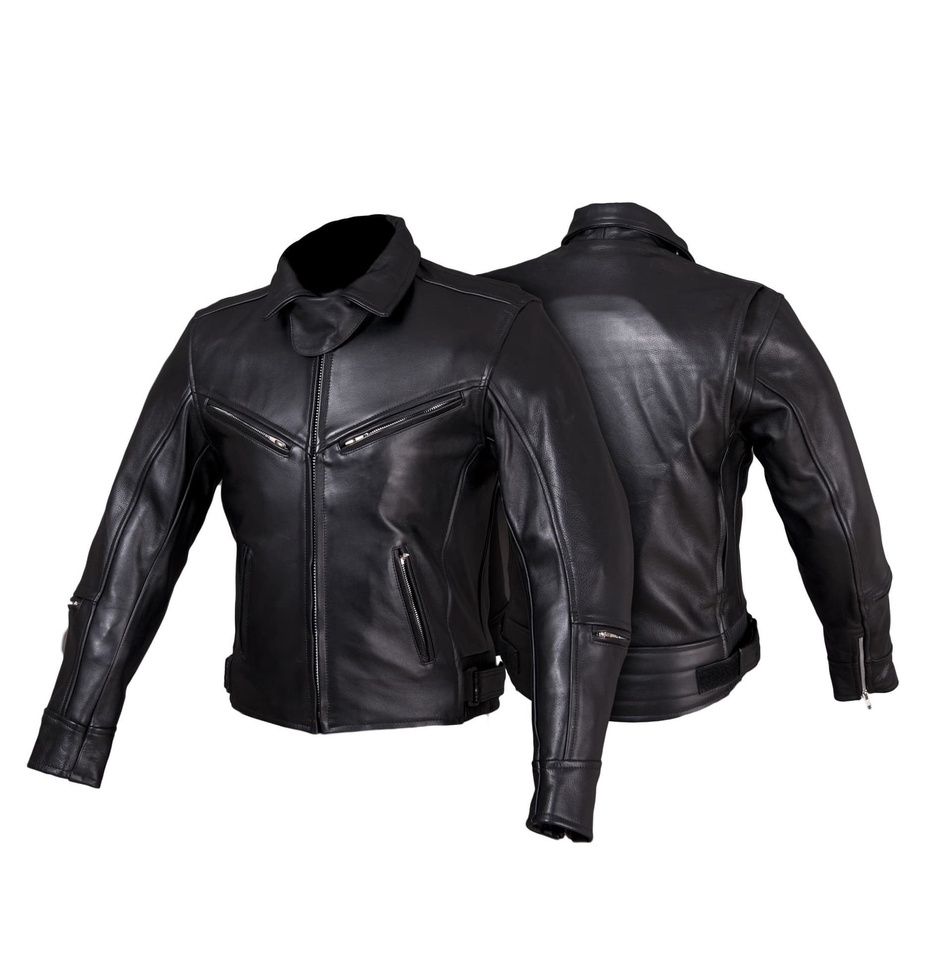 KURTKA MOTOCYKLOWA SKÓRZANA Z KOŁNIERZEM KSM009