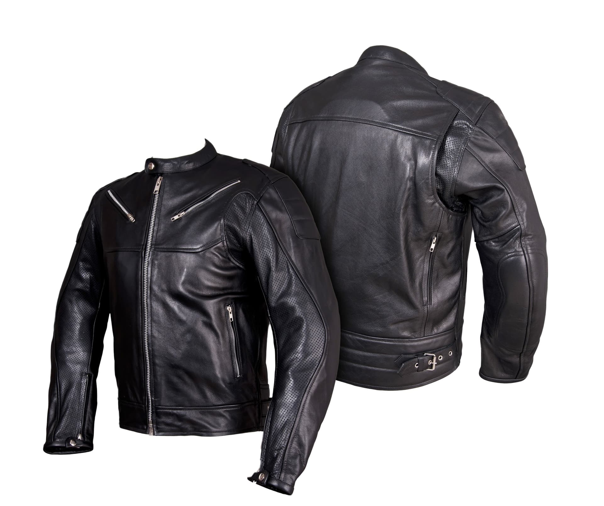 TURYSTYCZNA KURTKA MOTOCYKLOWA SKÓRZANA Z PERFORACJĄ RĘKAWÓW KSM045