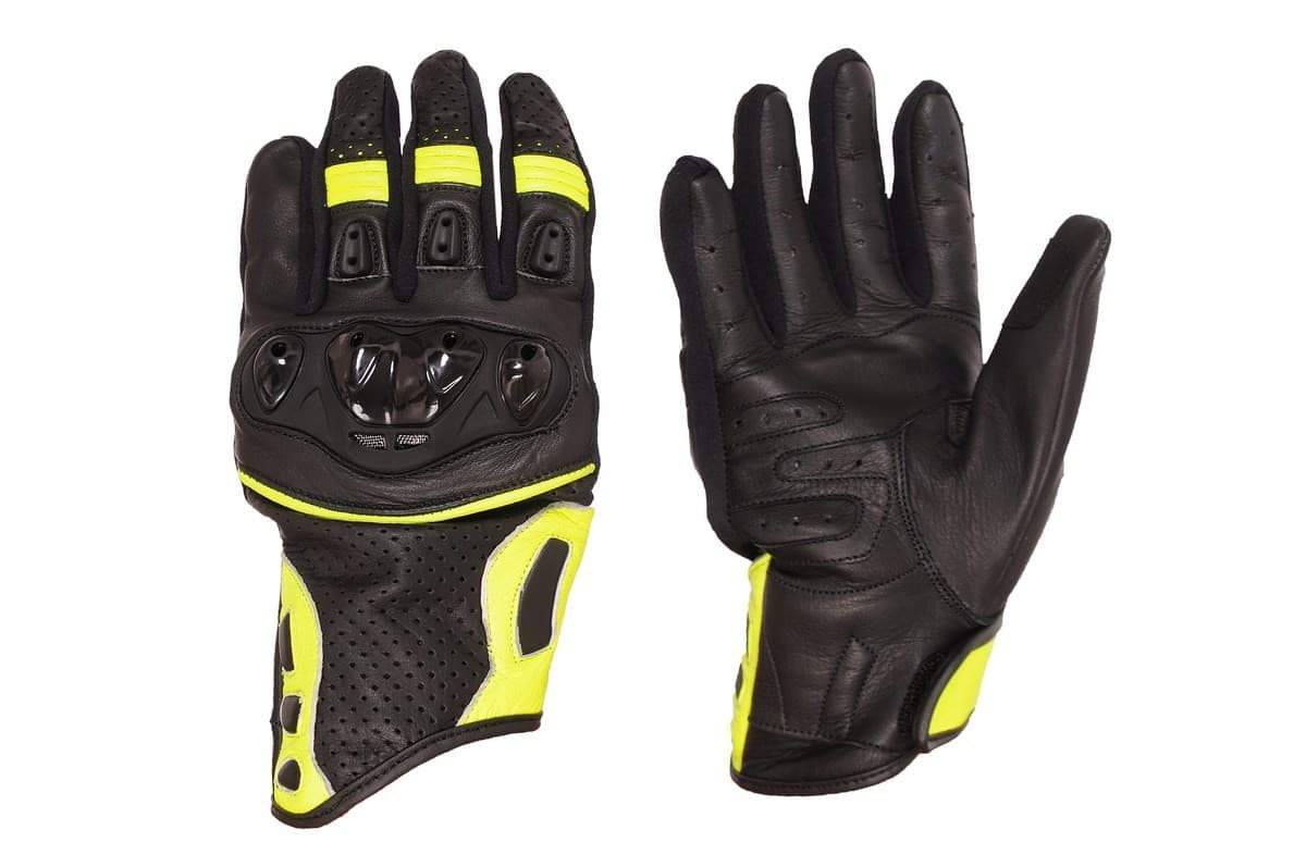 RĘKAWICE MOTOCYKLOWE MĘSKIE SKÓRZANE CITY-X FLUO