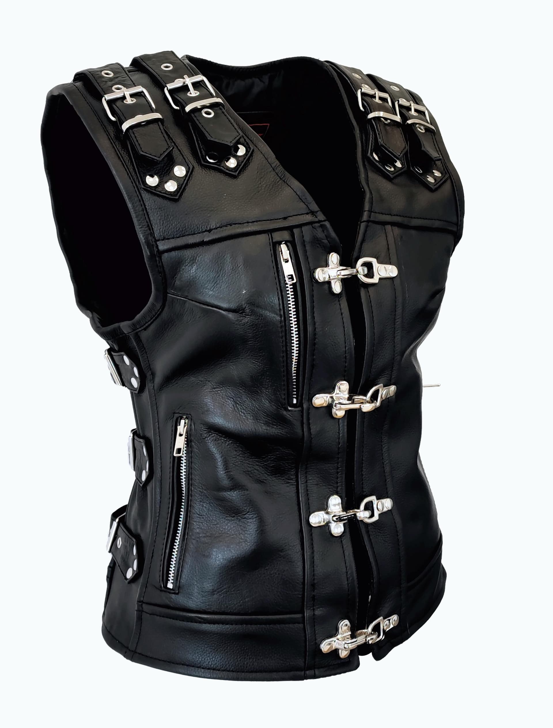 KAMIZELKA SKÓRZANA DAMSKA Z KLARMAMI KM021