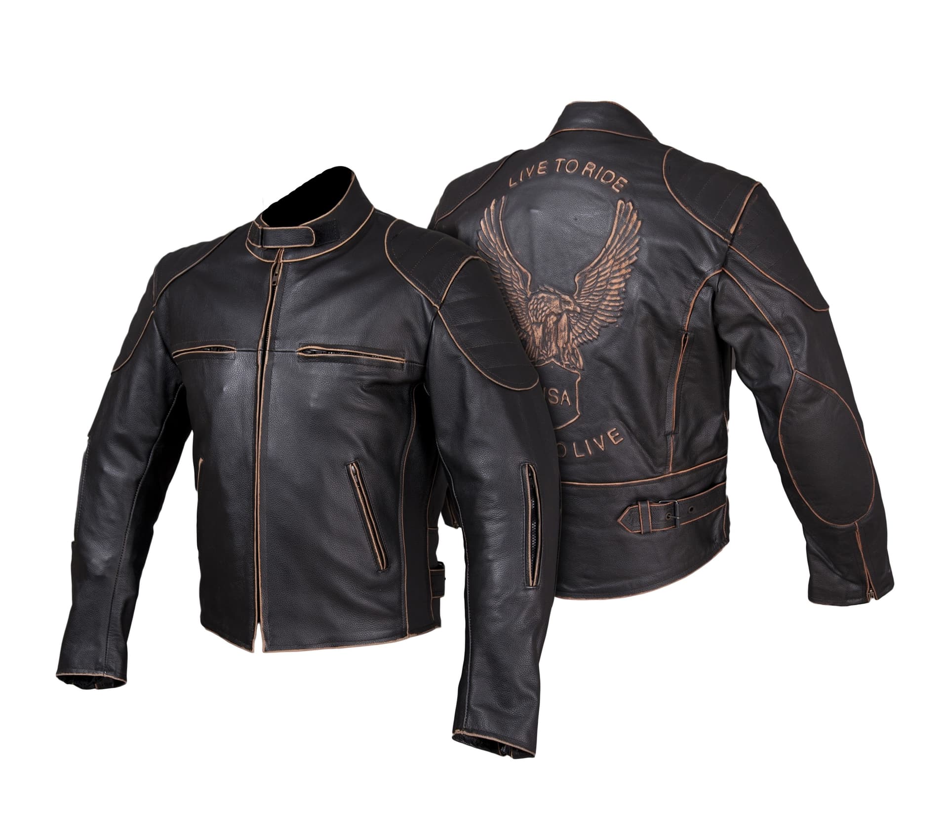 SKÓRZANA KURTKA MOTOCYKLOWA MĘSKA RETRO USA KSM007